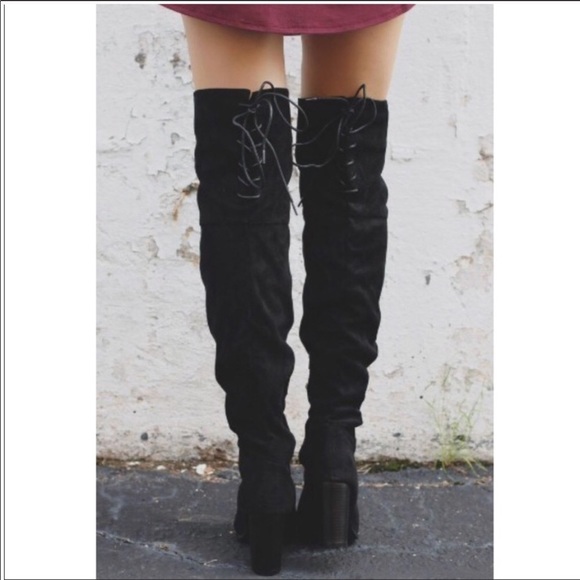 Shoes - ❗️LAST ONE❗️8.5 Black Over the Knee Vegan Boots